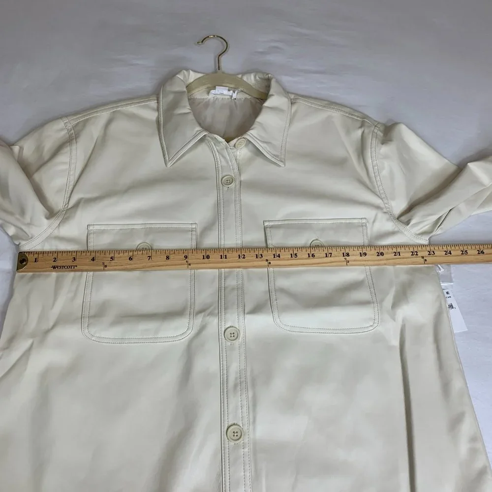 Good American Better Than Leather Faux Leather Shacket Bone Size 3/4=L/XL NWT - Picture 15 of 16